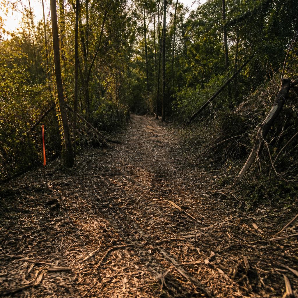 Freshly cleared woodland access trail concept image